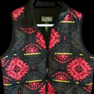 Ralph Lauren!! L-RL Lauren Active Polo Vest Women's Size L Black, Red & Yellow
